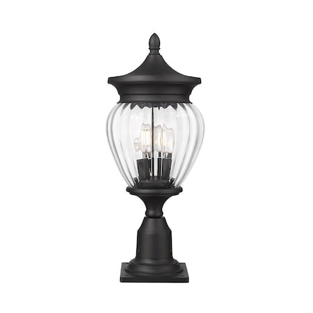 Z-Lite Davina 3 Light Outdoor Pier Mounted Fixture, 9in. W x 22.25in. H, Black 5016PHMR-533PM-BK